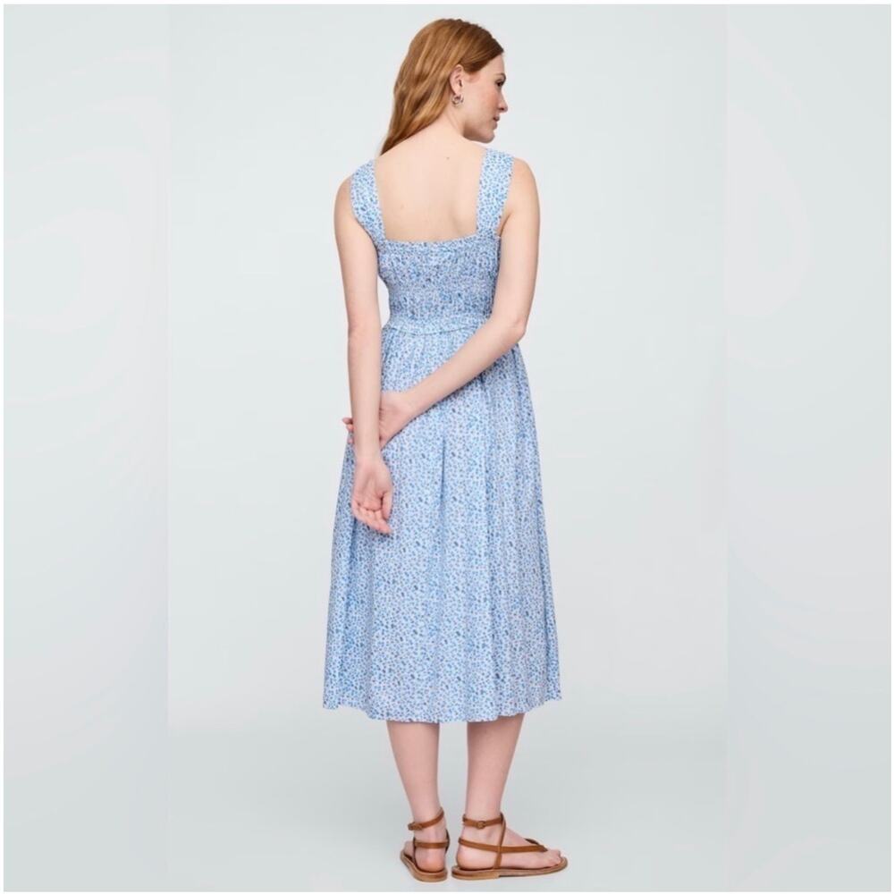 Gap Dress Womens Large Blue Floral Ditsy Sleeveless Cottage Prairie Milkmaid - Picture 2 of 11